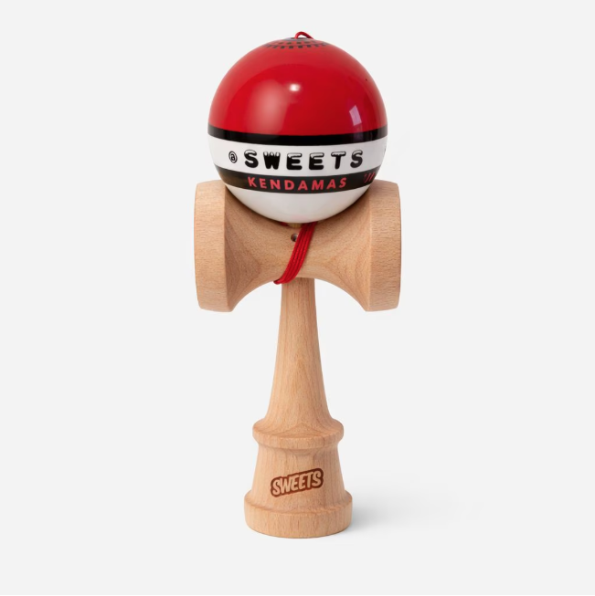 Kendama Sweets Starter Amped Shape Roșu – Sticky Grip, Rulment & Ață Rezervă | Model Premium pentru Începători și Intermediari