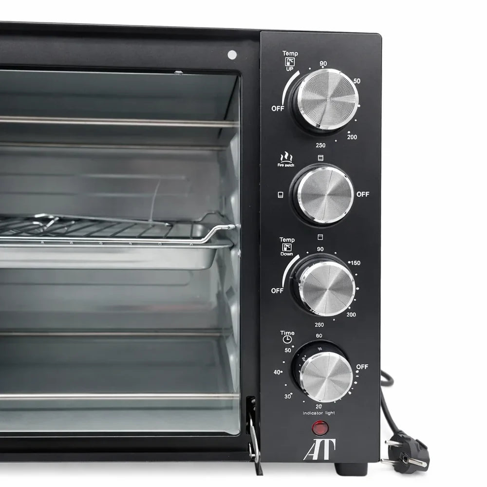 Cuptor Electric HALEY HY-5160, 2800W, 60L – Negru/Argintiu, Încălzire 360°, Rotisor, Timer, 4 Tuburi, Operare Simplă