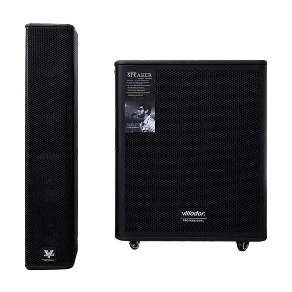 Sistem Audio Profesional Vlliodor 3800W, Subwoofer Activ, DSP, Bluetooth, 2 Microfoane