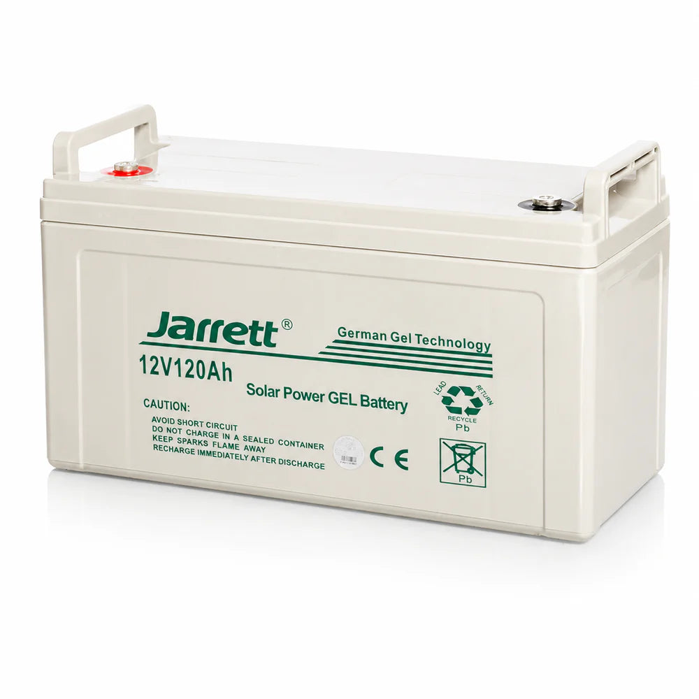 Acumulator GEL JARRETT® 12V 120Ah Deep Cycle – Baterie pentru Panouri Solare, Sisteme Fotovoltaice și UPS, Fără Întreținere