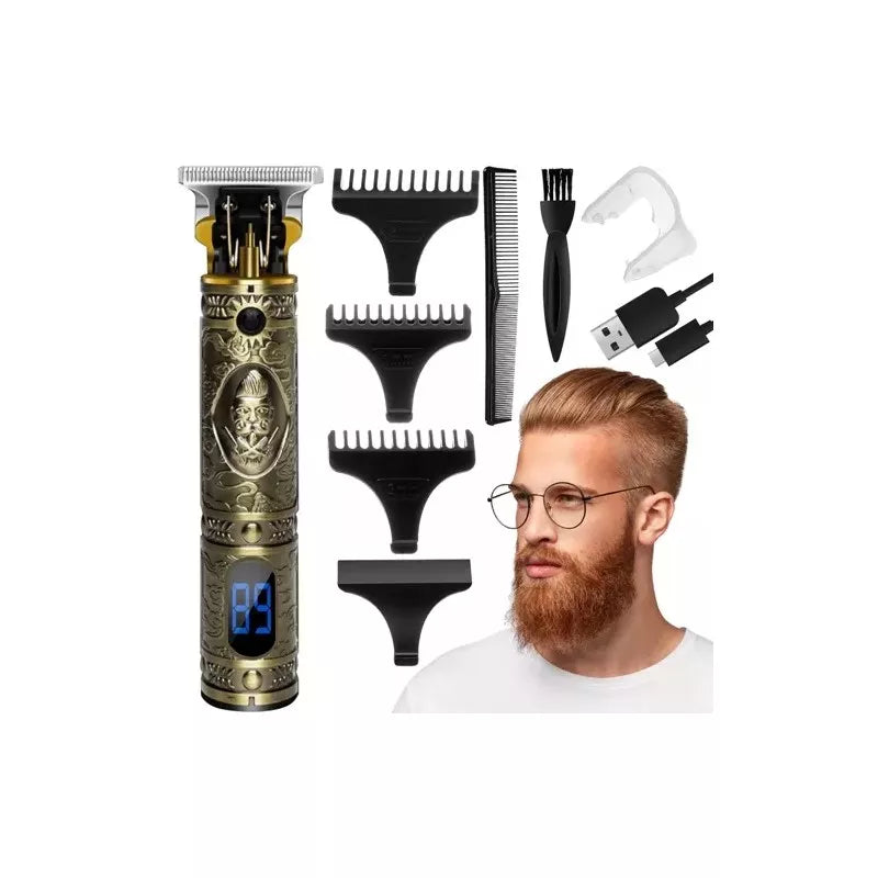 Aparat de Tuns și Contur 2-în-1 cu Ecran Digital, Acumulator, Lame T-Blade, 4 Piepteni Ghidaj