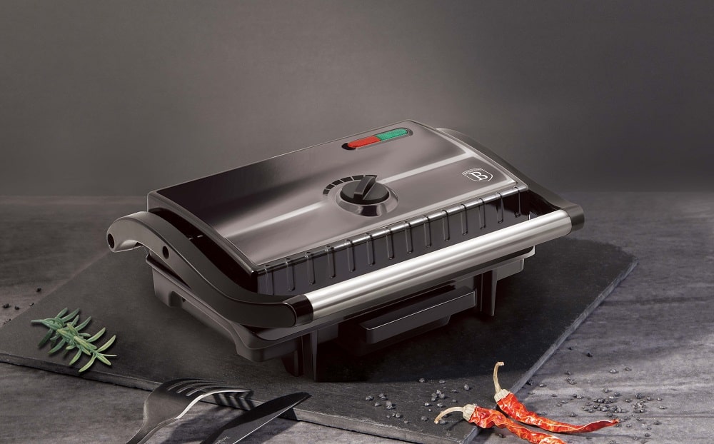 Aparat electric grill pentru sandwich-uri Berlinger Haus BH/9340, 1500W, termostat reglabil, plăci antiaderente, LED indicator
