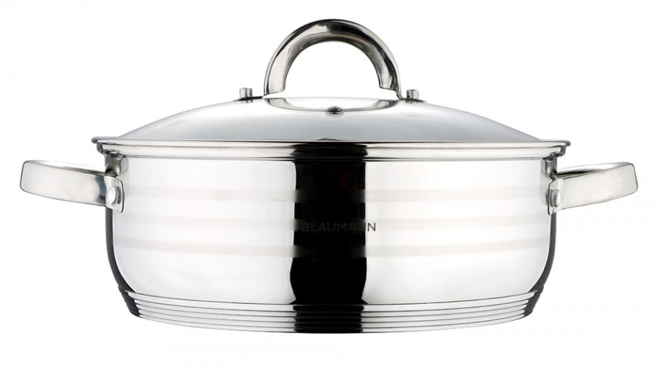 Cratiță joasă cu capac din oțel inoxidabil 26 cm – Blaumann BL-1004A