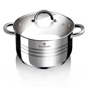 Cratiță din inox Blaumann BL-1021A cu capac din sticlă – Ø22×13,5 cm, 4,7 L