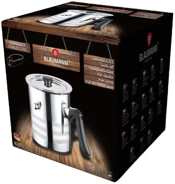 Oală inox cu capac pentru fiert lapte 2 L, perete dublu – Blaumann BL-3512