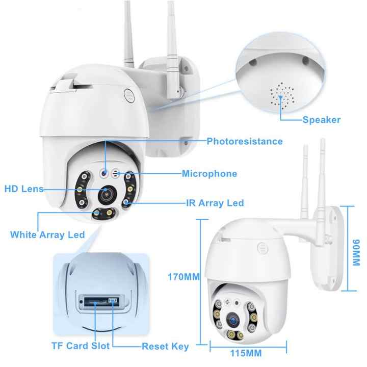 Cameră de Supraveghere WiFi PTZ, Full HD (2MP/3MP), Viziune Nocturnă Color, Urmărire Automată, Audio Bidirecțional