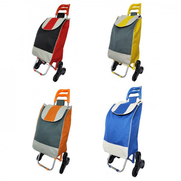 Cărucior de Cumpărături Pliabil, cu 6 Roți pentru Urcat Scările | Geantă Textilă Detașabilă, Cadru Metalic