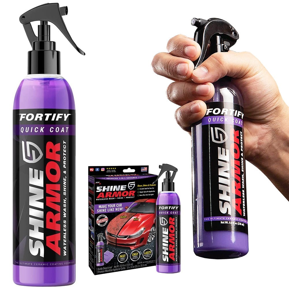 Ceară Auto Lichidă 236ml cu Protecție Ceramică Shine Armor, Kit Complet cu Lavetă Microfibră