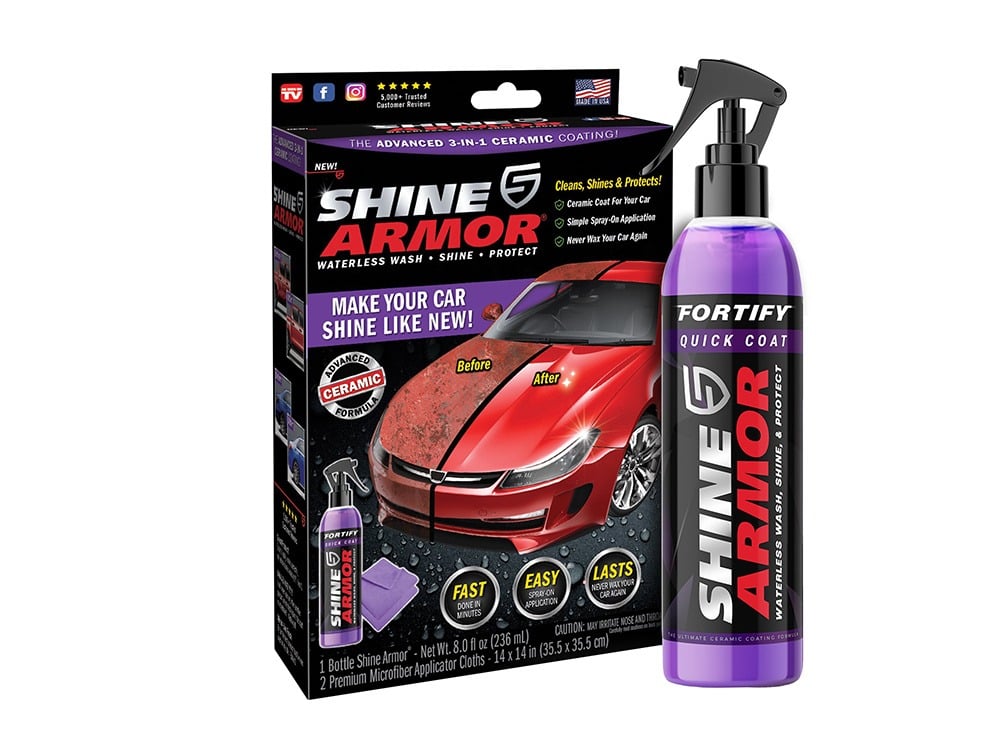 Ceară Auto Lichidă 236ml cu Protecție Ceramică Shine Armor, Kit Complet cu Lavetă Microfibră
