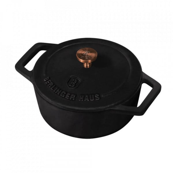 Cratiță din fontă emailată cu capac Ø12 cm – Berlinger Haus BH/6490 Black Rose Collection