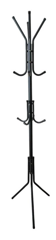 Cuier Metalic Tip Pom pentru Haine, 172 cm, cu 12 Agățători pe 3 Niveluri, Suport Stabil pentru Hol sau Birou, Culoare Negru