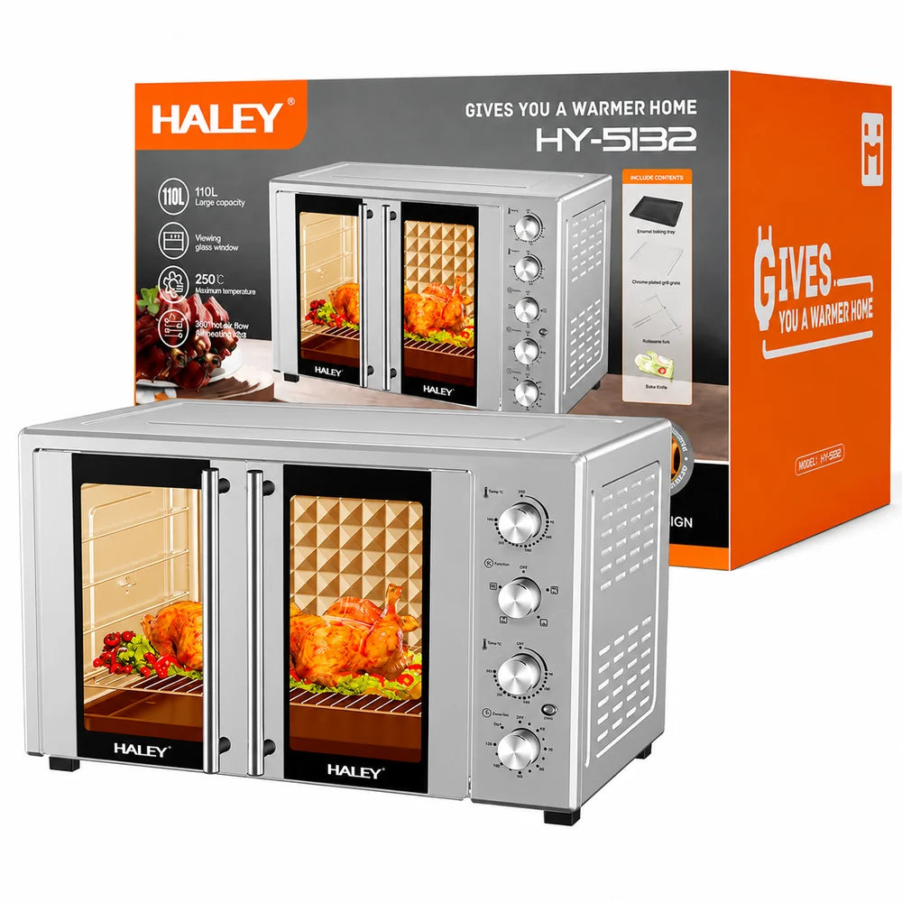 Cuptor Electric HALEY HY-5132, 110L, 3600W, Rotisor, Timer 120 Min, Temperatură până la 250°C