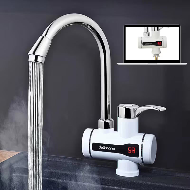 Delimano Robinet Electric Instant, Apă Caldă în 3 Secunde, Afișaj Digital, 60°C