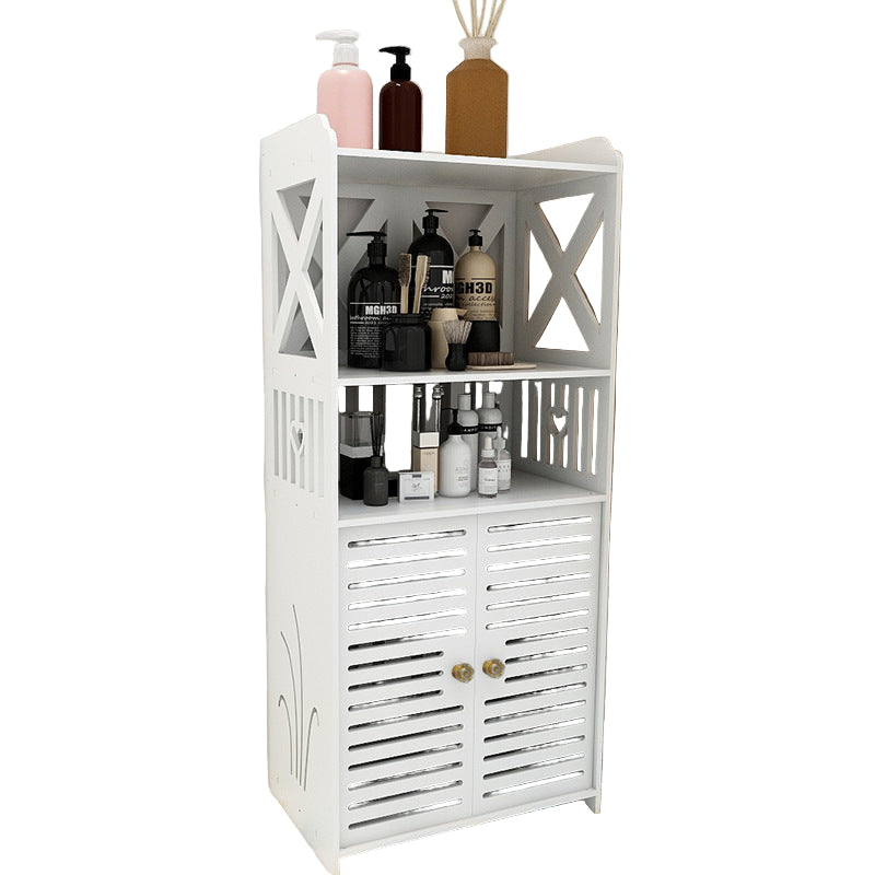 Dulap Baie Ingust din PVC, Alb, 3 Rafturi Depozitare, 90 x 40 x 25 cm