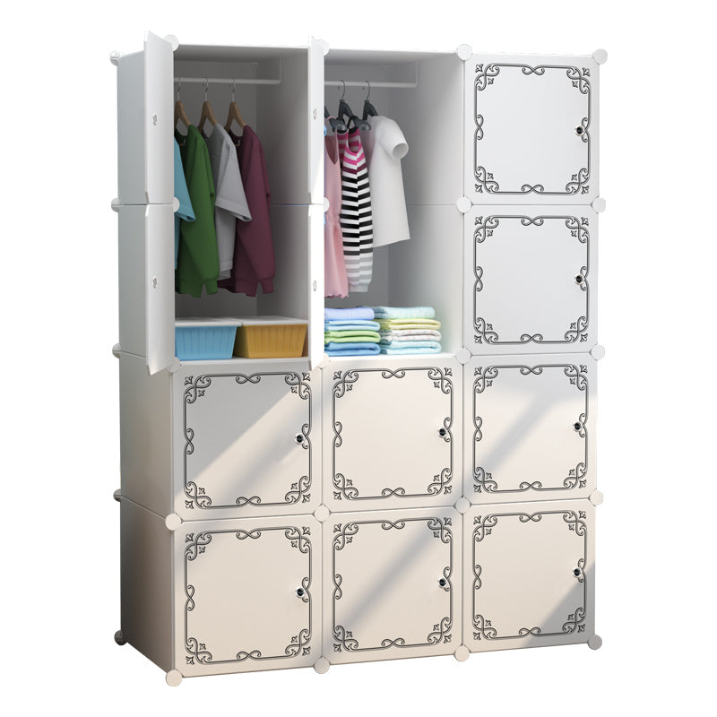 Dulap Modular cu 12 Compartimente, 110x37x147 cm, Alb, Plastic Rezistent, Montaj Plug-In, Organizator Haine și Accesorii