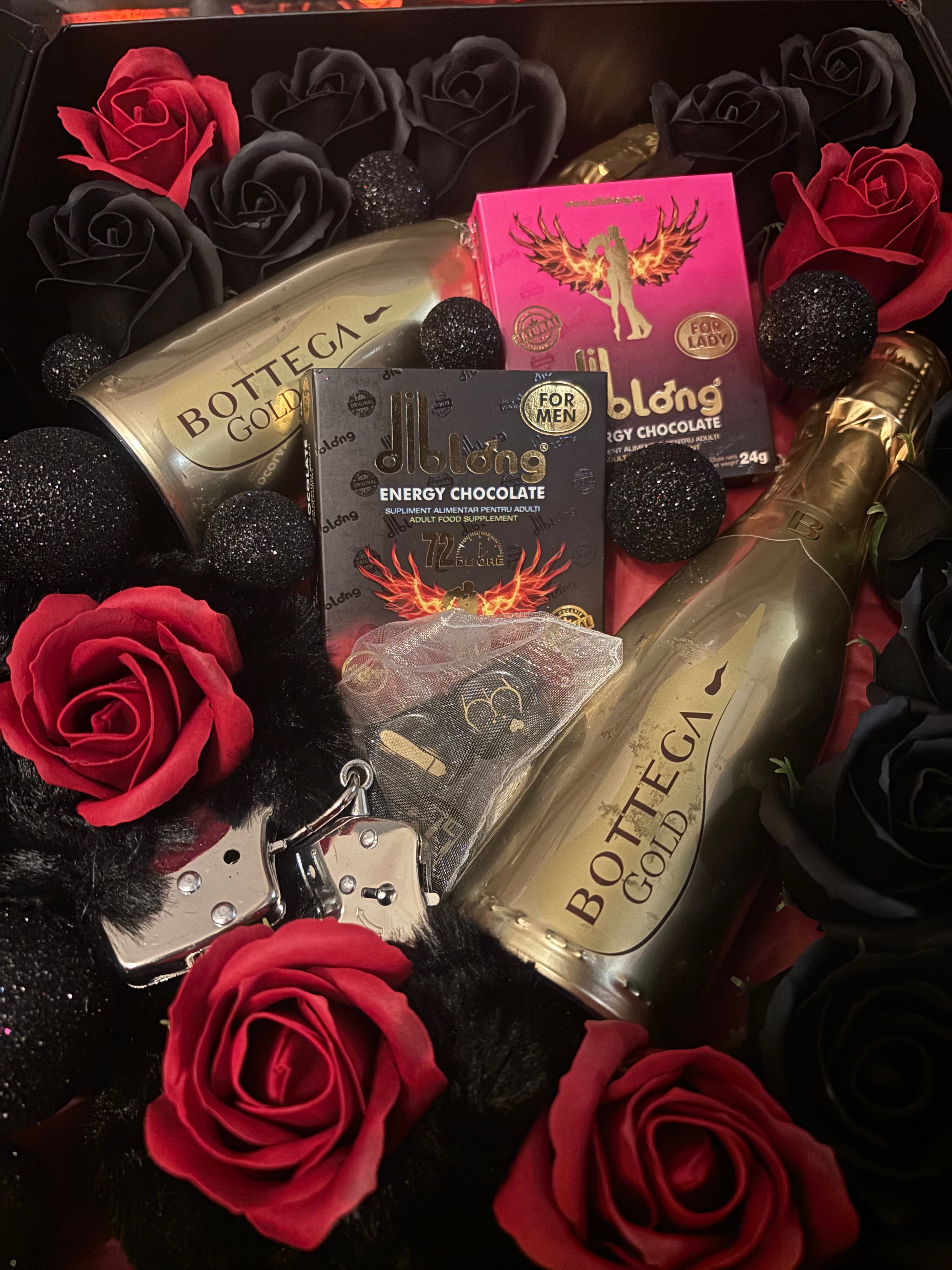 Gift Box Erotic Premium – Cadou Erotic pentru Cupluri cu Ciocolată Afrodisiacă, Bottega și Accesorii Intime