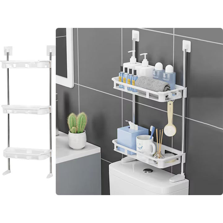 Etajeră Verticală de Baie cu 3 Rafturi, pentru Deasupra Vasului de Toaletă