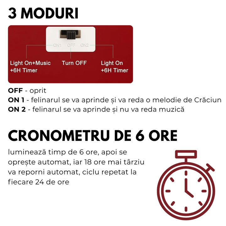 Felinar Muzical de Craciun cu Bradut, Iluminare LED Calda, 1 Melodie Festiva, Alimentare Duala USB sau Baterii, 22 cm, Vintage