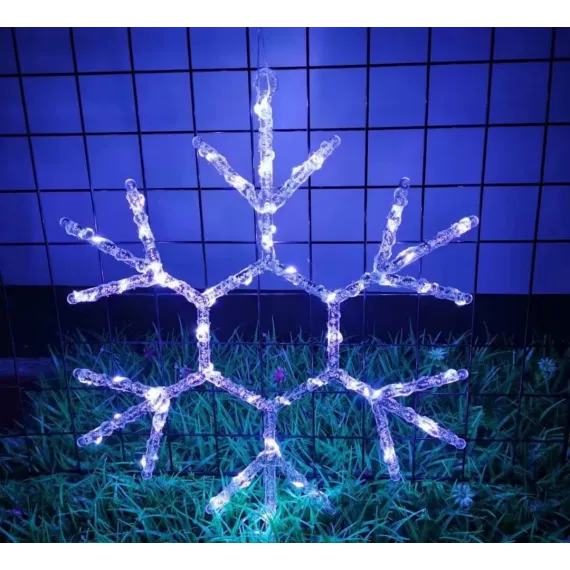Figurină LED Fulg de Zăpadă, 43–44 cm, Lumina Alb Rece, Decorațiune de Crăciun pentru Interior & Exterior Protejat