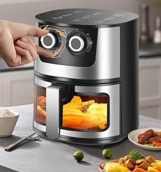 Friteuză cu Aer AT PERFORMANCE, 7L, 2400W, Control Digital, Ecran LCD, Fereastră de Vizualizare, Oțel Inoxidabil