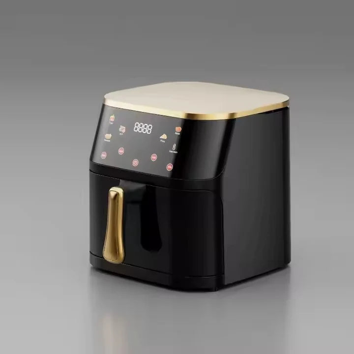 Friteuză cu Aer Cald 10L, 2400W, Control Digital, 6 Funcții, Geam de Vizualizare, Air Fryer Multifuncțional + CADOU 50 Hârtii de Copt