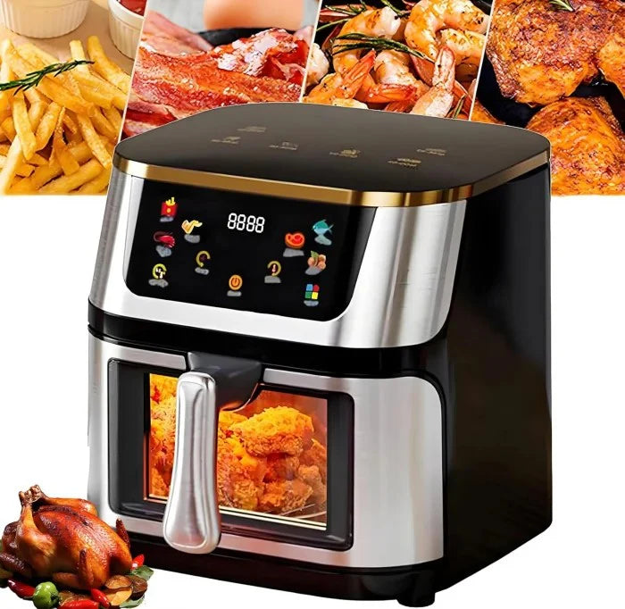 Friteuză cu Aer Cald AT PERFORMANCE® 10L, 2400W, Display Digital Touch, Geam de Vizualizare, 8 Programe, Funcție Menținere la Cald, Negru