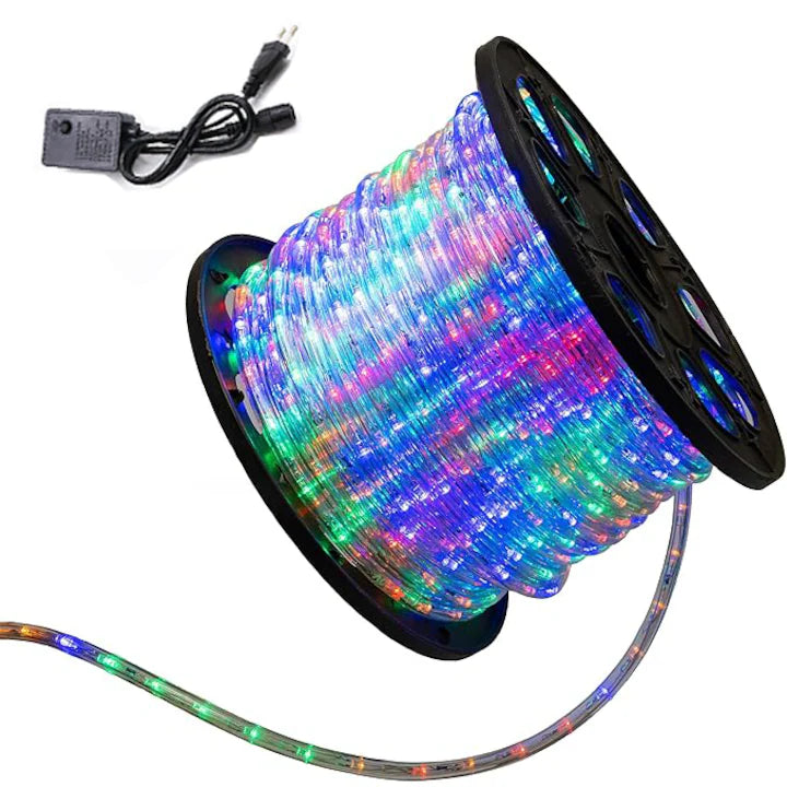 Furtun Luminos LED 100 Metri, 2400 LED-uri, Multicolor, Exterior IP65, Sectionabil 1m, Anti-Inghet, Cablu Cupru