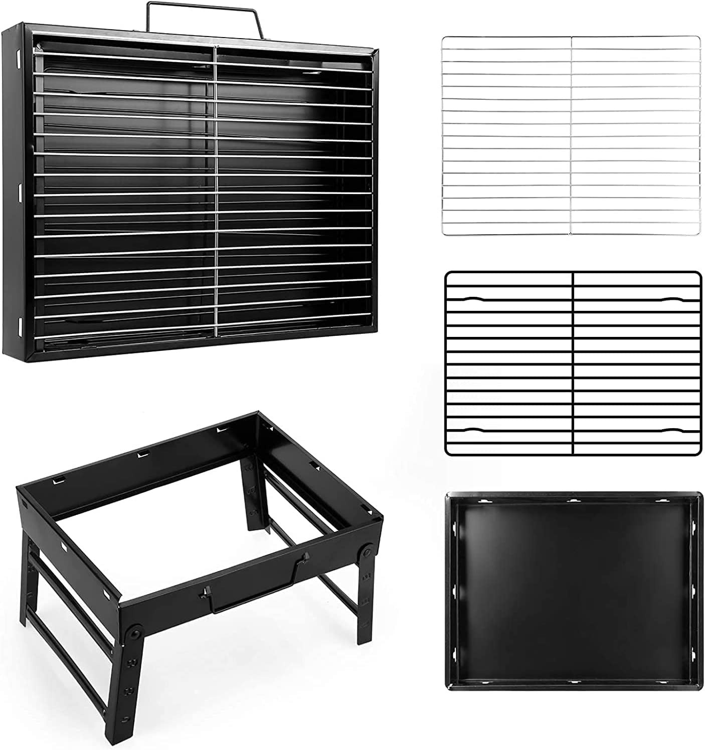 Grătar Portabil Pliabil pe Cărbune, Tip Valiză, Suprafață Gătit 35x27cm