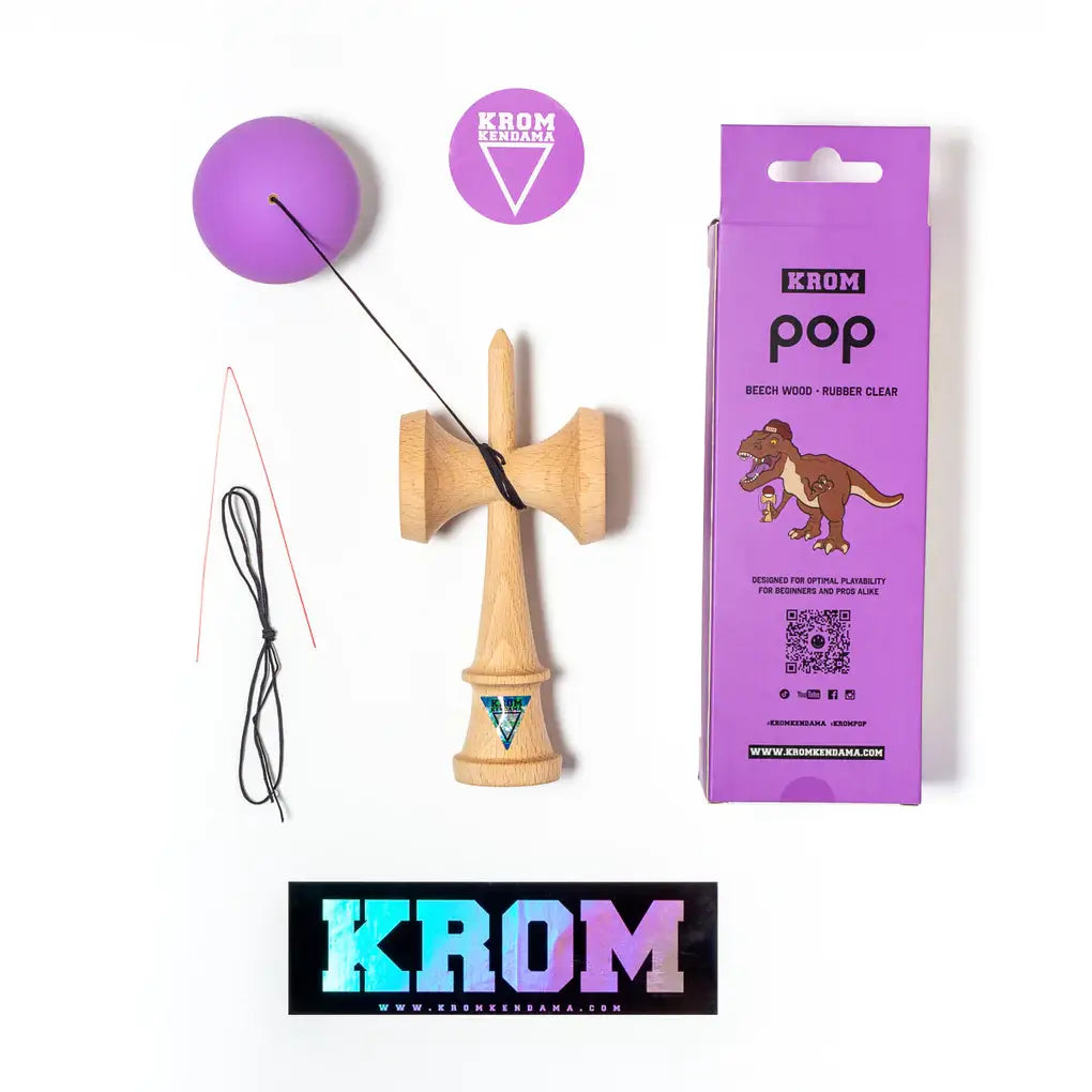 Kendama KROM POP Rubber Lavender – Mov, Vopsea Cauciucată OG, Lemn de Fag, Set Complet Începători