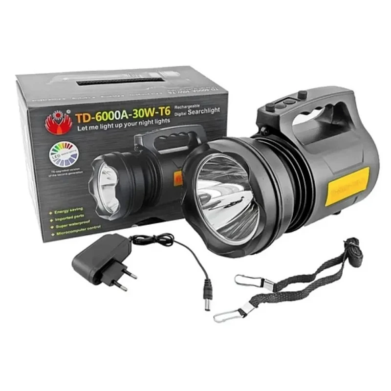 Lanternă LED Visivo TD-6000A T6, 30W, cu acumulator