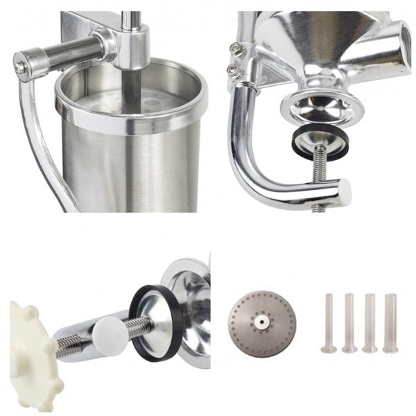 Mașină Verticală de Făcut Cârnați de Calitate Premium, Capacitate 2.5kg, Aluminiu, 4 Pâlnii