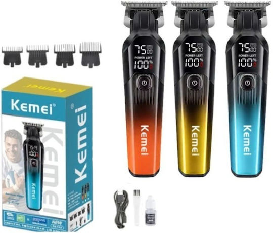 Mașină de Tuns Profesională pentru Bărbați, Kemei KM-1358 , 7500 RPM, Display LED, Acumulator 1200 mAh, USB-C, 4 Piepteni, Auriu
