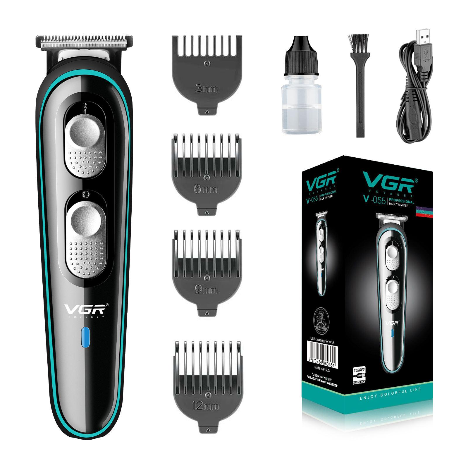 Mașină de Tuns VGR V-055, 5W, Autonomie 120 Min, Display LED, Lame Inox, 4 Piepteni, Încărcare USB