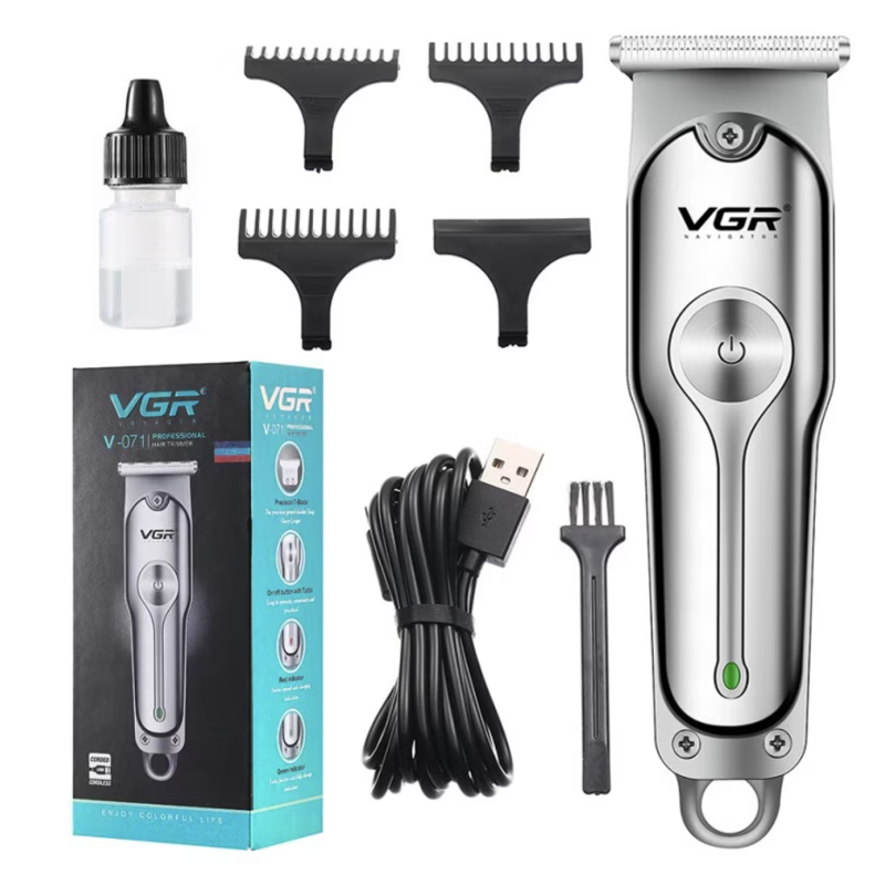 Mașină de Tuns VGR V-071, Corp Metalic, 5W, Autonomie 120 Min, Lame Inox, 3 Piepteni, Încărcare USB