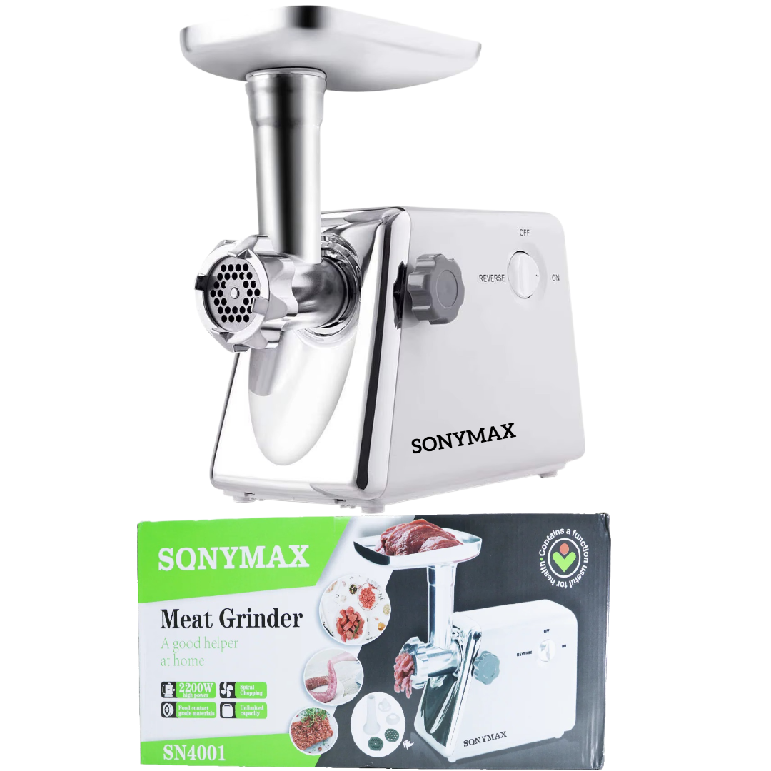 Masina de Tocat Carne Electrica Inox, 2200W, Functie Reverse, Accesorii Carnati si Kibbe