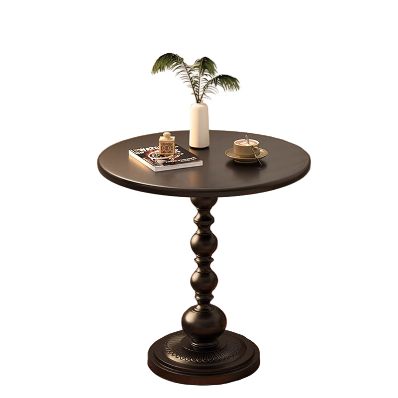 Masuta de Cafea Rotunda, Stil Retro, Picior Metalic, 52 x 38 cm, Negru