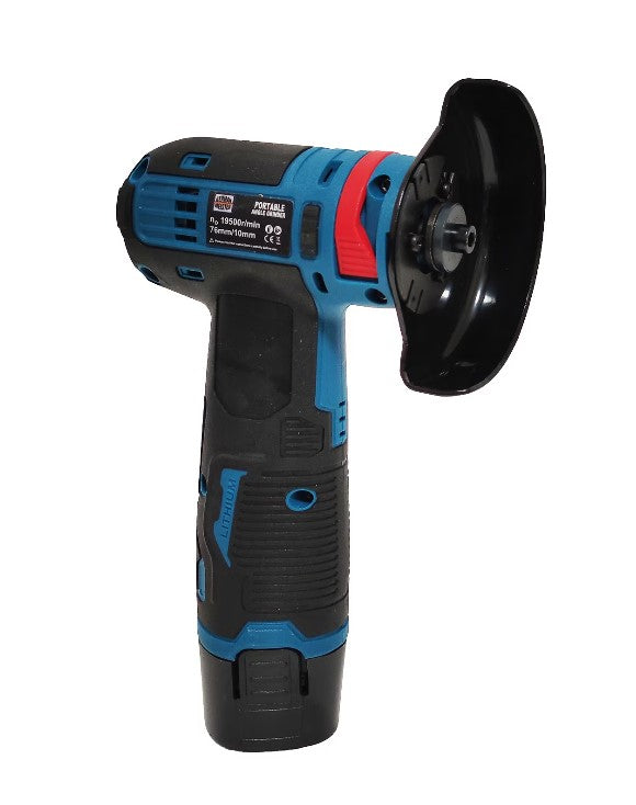 Mini Polizor Unghiular cu Acumulator 12V, 19500 RPM, Flex Portabil cu 2 Baterii, Discuri Metal 75mm
