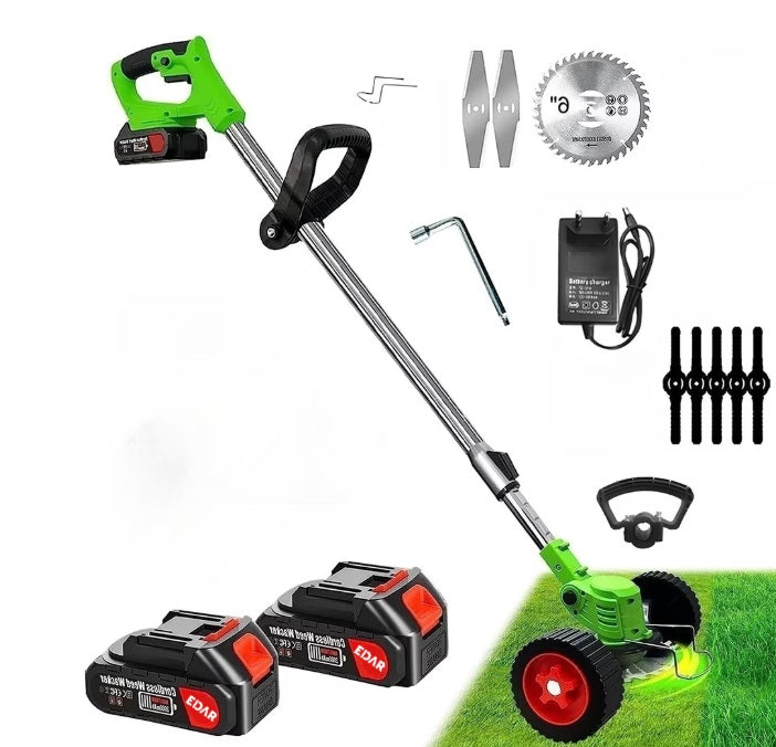 Motocoasa Electrica Fara Fir cu Roti Detasabile, 48V, 18000 RPM, 2 Acumulatori 4.0Ah