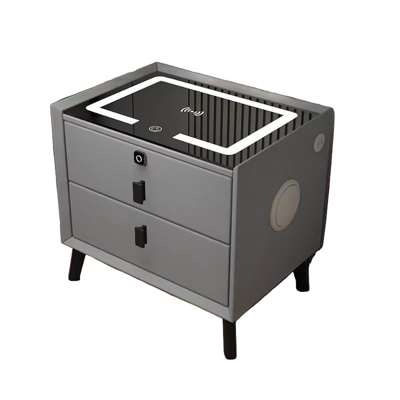 Noptiera Smart Multifunctionala cu Iluminare LED, Incarcare Wireless, USB si Difuzor Bluetooth