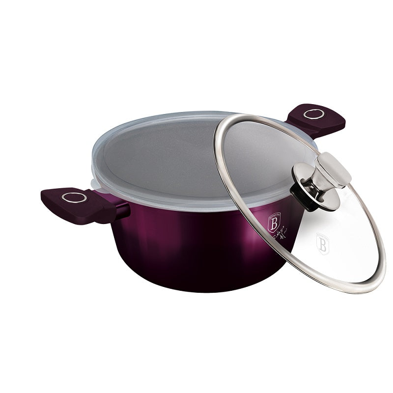 Oala Berlinger Haus Purple Eclipse, 20 cm, 2.2L, Inductie, Strat Titan 3X, Capac Plastic Inclus, Mov Metalizat, BH6628