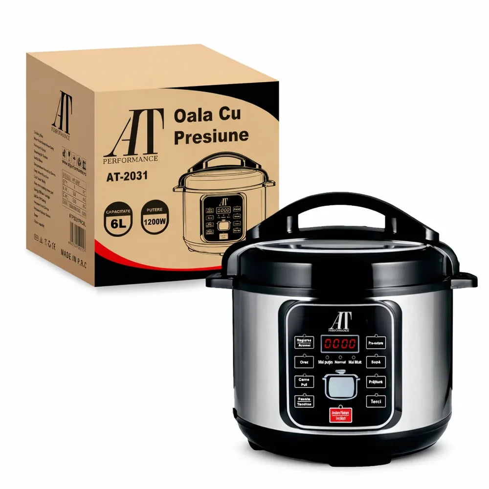 Oală Electrică sub Presiune AT Performance AT-2031, 6L, 1200W, Programe Automate, Menținere la Cald