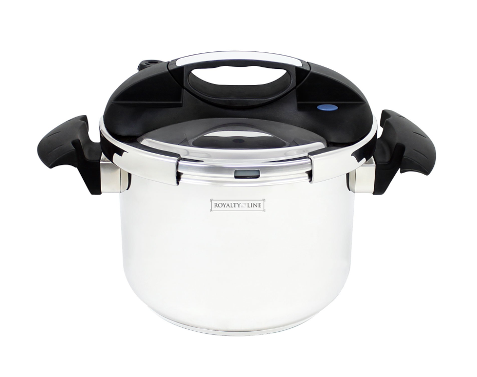Oală Sub Presiune Royalty Line, 8 L – Inox Premium, Compatibilă cu Inducție, Sistem de Siguranță Multiplu