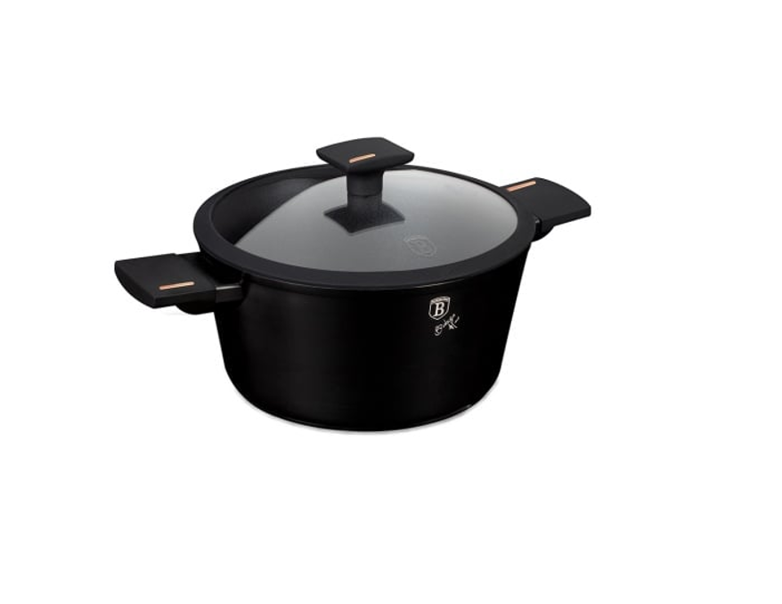 Oală cu Capac 20 cm, 2.2 L, Berlinger Haus BL-4000, Antiaderentă cu Titan, Aluminiu Forjat