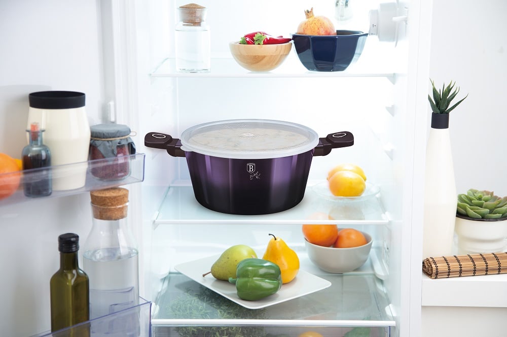 Oala cu Capac Berlinger Haus Purple Eclipse, 24 cm, 4.1 Litri, Strat Marmura 3 Straturi, Inductie, Mov Metalizat, BH 6629