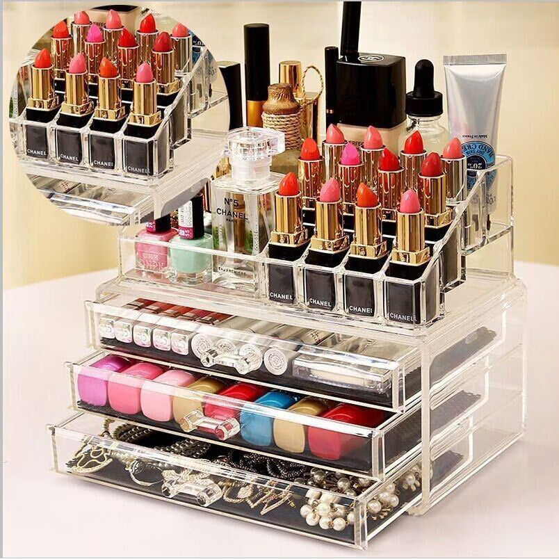 Organizator pentru machiaje cu 3 sertare, Beauty, Transparent