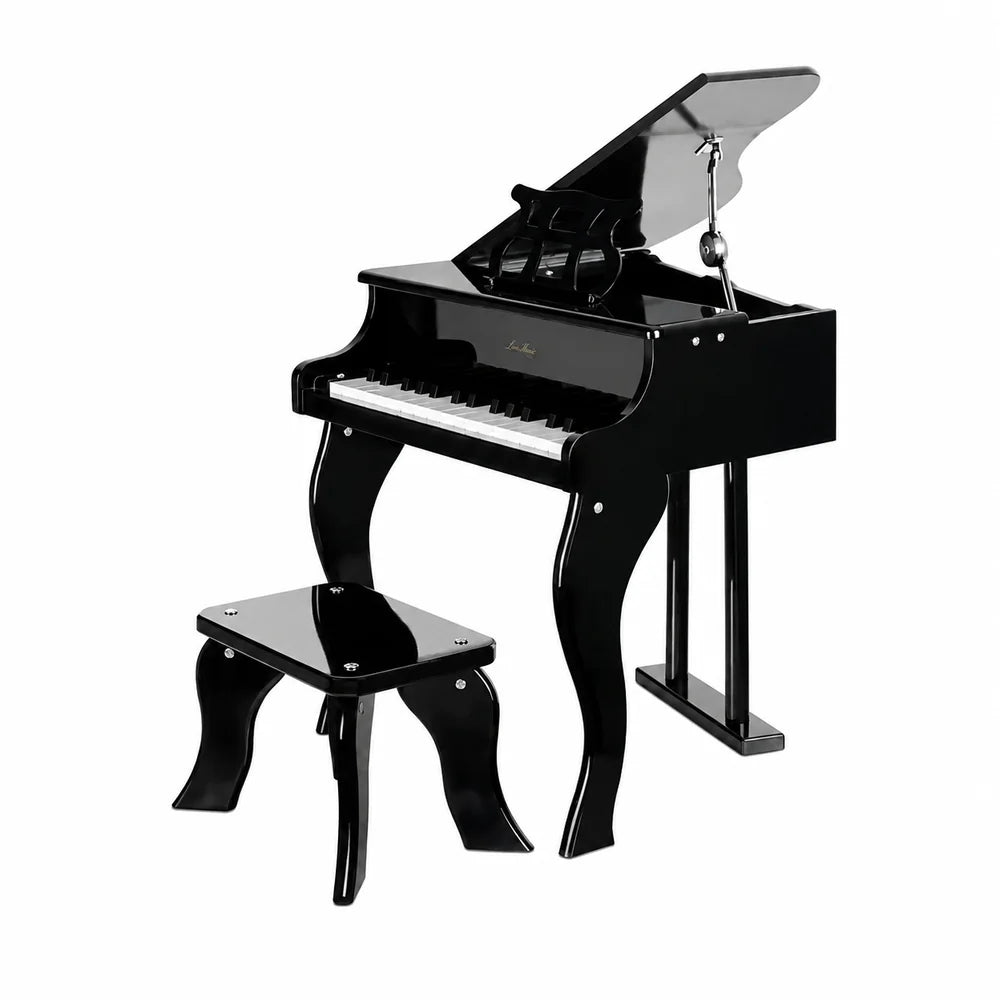 Pian pentru Copii AT PERFORMANCE® din Lemn, 30 Clape, cu Scăunel Inclus, Negru Lucios