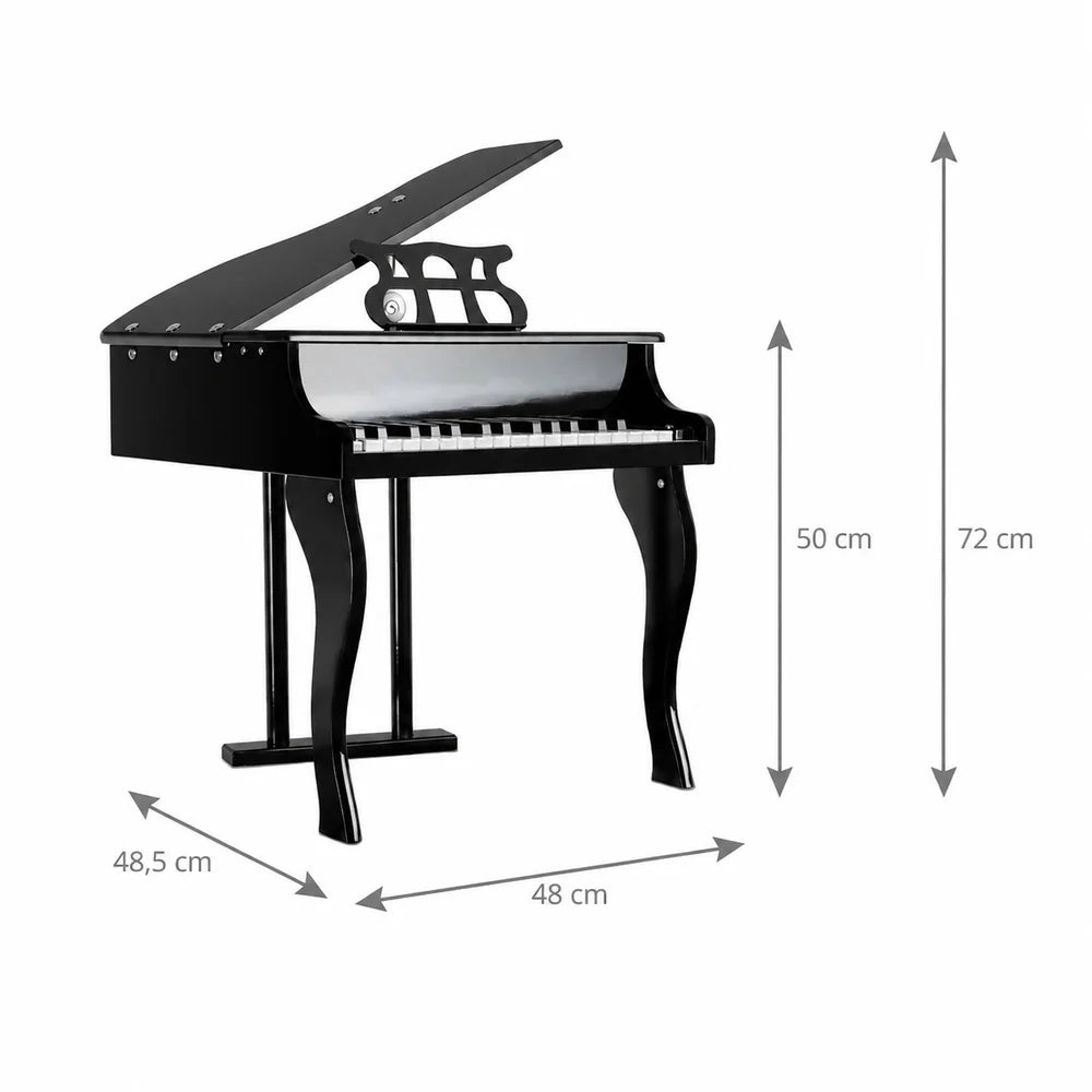 Pian pentru Copii AT PERFORMANCE® din Lemn, 30 Clape, cu Scăunel Inclus, Negru Lucios