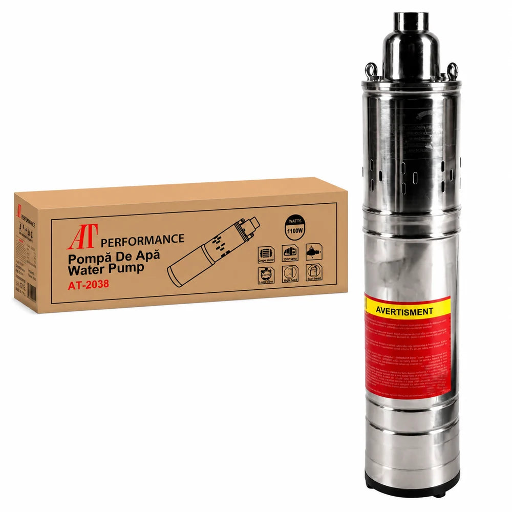 Pompă Submersibilă AT Performance AT-2038, 1100W, 1.5HP, 3.6 m³/h, Refulare până la 120m, Inox, IPX8