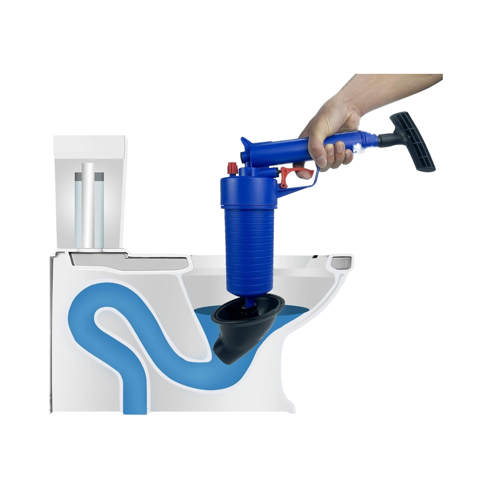 Pompa de Presiune cu Aer Comprimat pentru Desfundat Scurgeri, WC, Chiuveta, 4 Accesorii