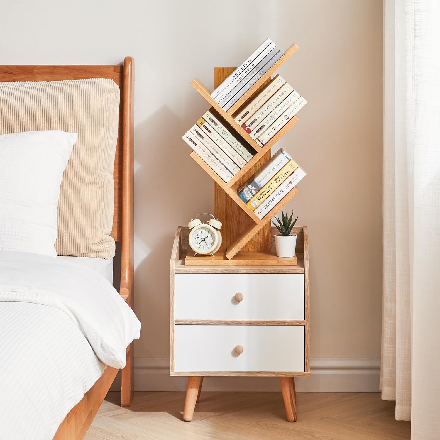 Raft Depozitare Carti in Forma de Copac, 59x31 cm, 4 Nivele